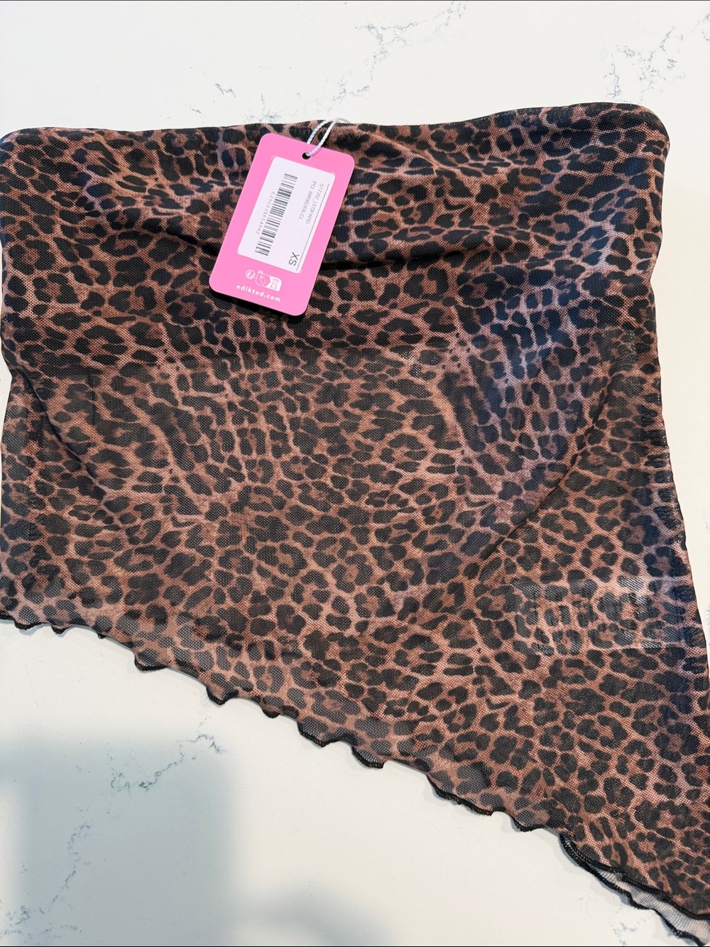 Edikted Leopard Print Mesh Halter - XS